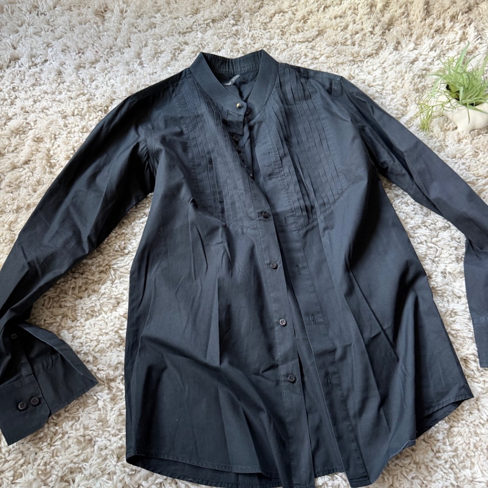 Elegant Black Men's dress up, button-down, professional, casual Shirt Jacket. yo - Picture 2 of 5